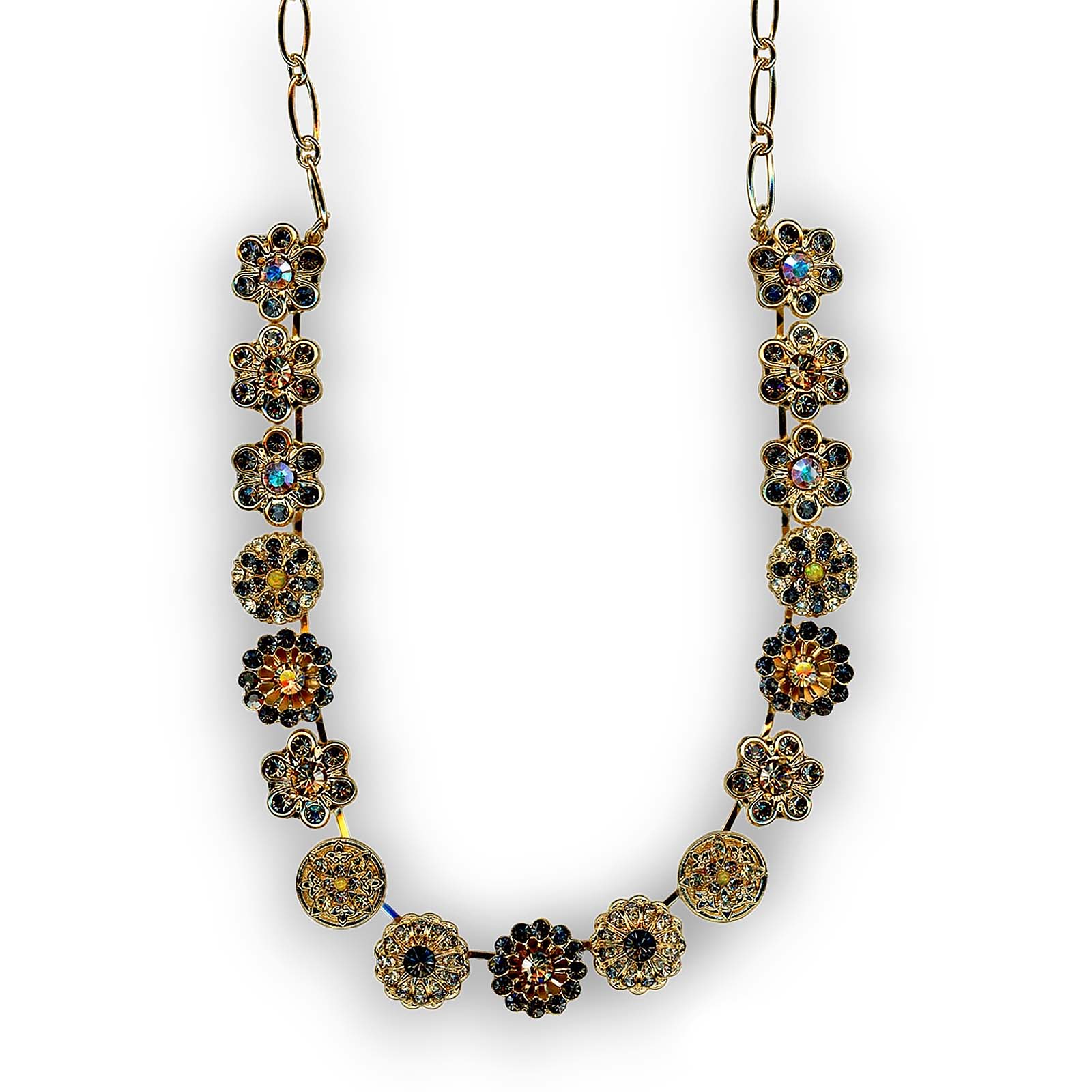 N-3138-1121-YG (1) Necklace By Mariana Woman Fancy Black Diamond and Golden Swarovski Crystals - Image 1