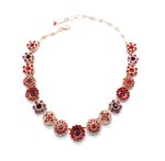Necklace By Mariana Winter 2021 Coll. Siam, Fuchsia, & Padparadscha Swarovski Crystals - Image 2