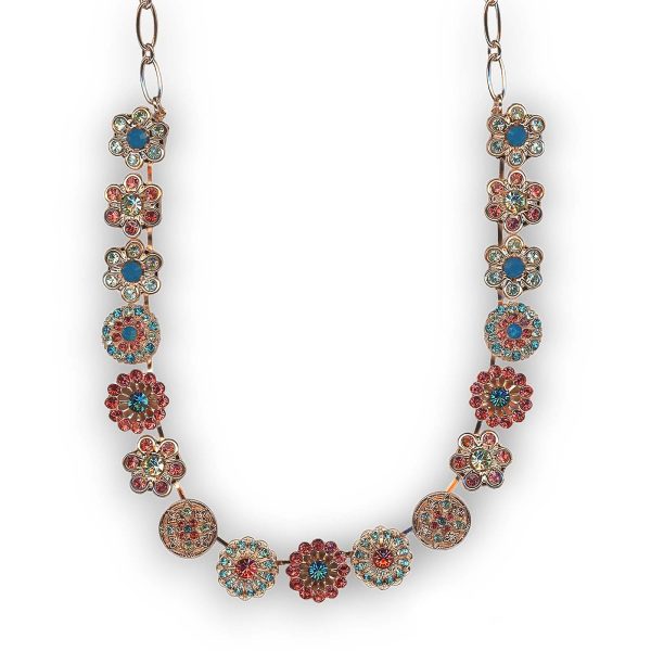 Mariana Necklace Luscious Caribbean Blue Opal, Rose Peach, Blue Zircon, & Chrysolite Austrian Crystals Bird Of Paradise Botanica Coll.
