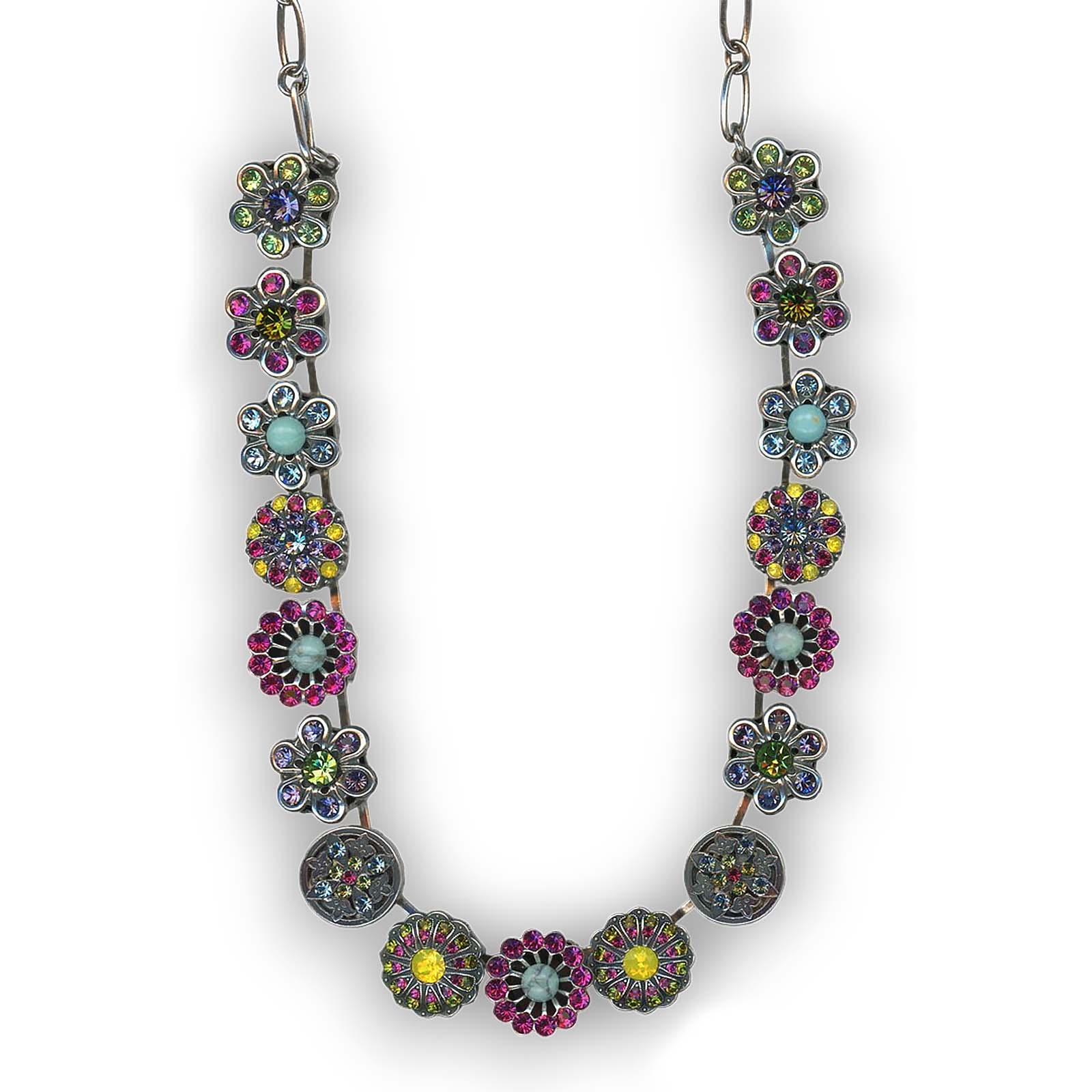 N-3138-333-1-SP (1) Necklace By Mariana Caribbean Life Coll. Lovely Fuchsia and Peridot Swarovski Crystals - Image 1