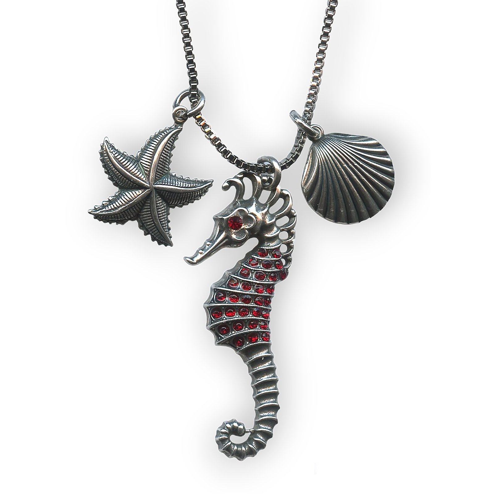 N-5073-208208-SP (1) Mariana Necklace Pendant Seahorse & Charms Siam Austrian Crystals Primrose Cocktail Hour Coll. - Image 1