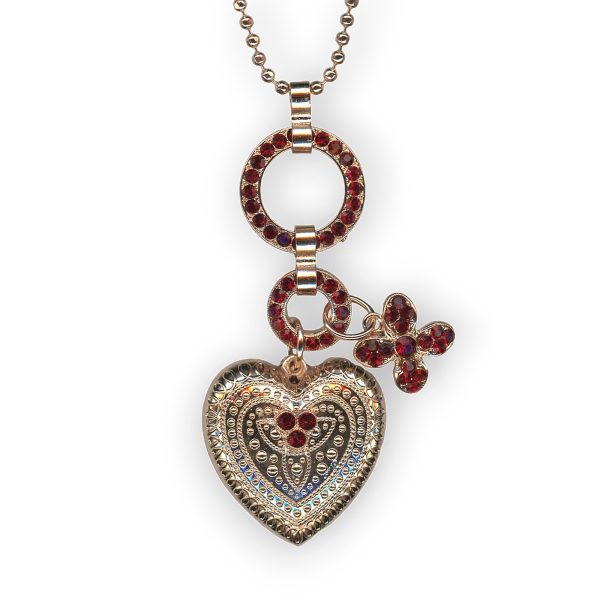 Mariana Necklace Pendant Heart Floral Siam Austrian Crystals Primrose Cocktail Hour Coll.