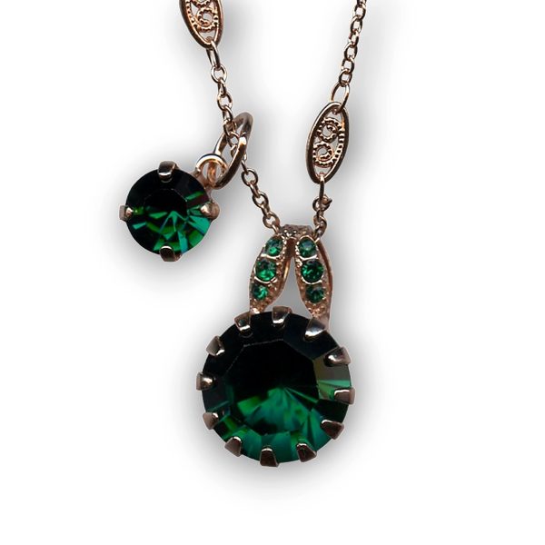 Mariana Necklace Pendant Duo Emerald Austrian Crystals My Treasures Coll.