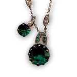 Mariana Necklace Pendant Duo Emerald Austrian Crystals My Treasures Coll. - Image 3