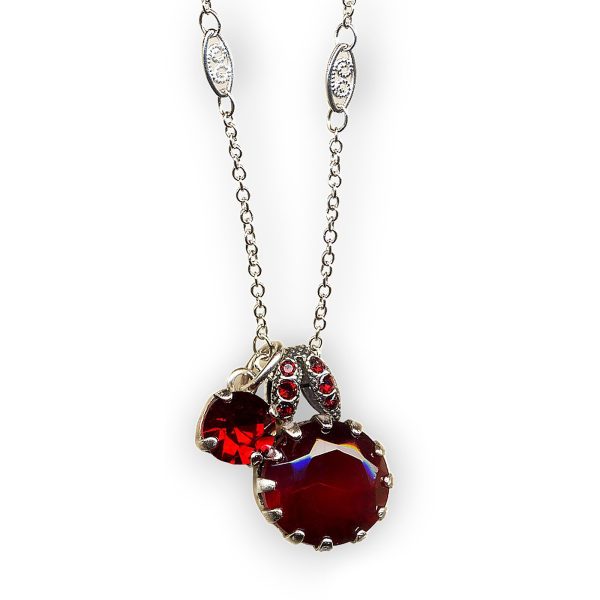 Mariana Necklace Pendant Duo Siam Austrian Crystals Primrose Cocktail Hour Coll.