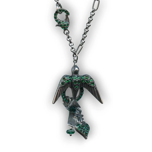 Mariana Necklace Pendant Bird & Charms Emerald Austrian Crystals My Treasures Coll.