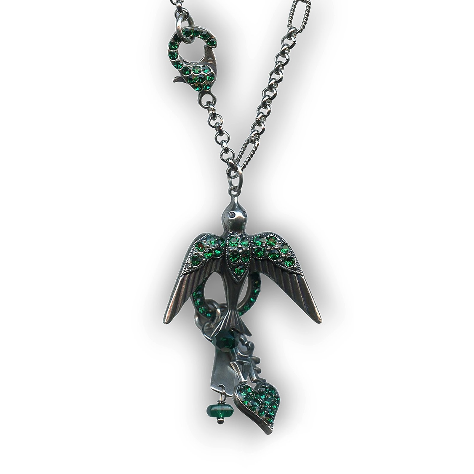 N-52020-205205-SP (1) Mariana Necklace Pendant Bird & Charms Emerald Austrian Crystals My Treasures Coll. - Image 1
