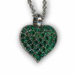 Mariana Necklace Pendant Heart Encrusted Emerald Austrian Crystals My Treasures Coll.