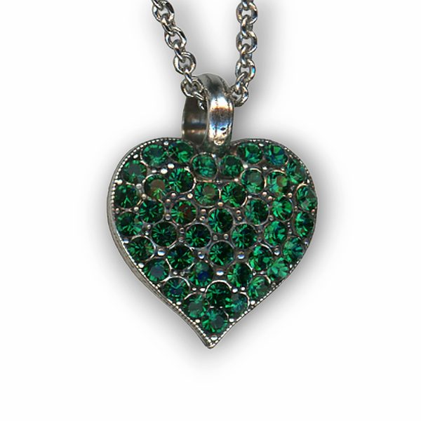 Mariana Necklace Pendant Heart Encrusted Emerald Austrian Crystals My Treasures Coll.