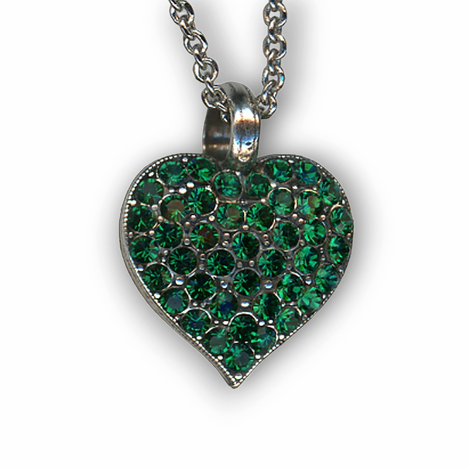 N-5700-2-205205-SP (1) Mariana Necklace Pendant Heart Encrusted Emerald Austrian Crystals My Treasures Coll. - Image 1