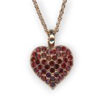 Necklace Pendant By Mariana Woman Heart Encrusted Siam Swarovski Crystals