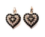 Earrings By Mariana Woman Heart Shaped Jet and Pearl Swarovski Crystals - Image 2