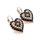 Earrings By Mariana Woman Heart Shaped Jet and Pearl Swarovski Crystals - Image 3