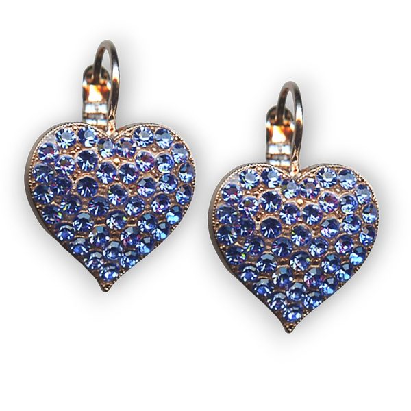 Mariana Earrings Heart Encrusted Sapphire Austrian Crystals My Treasures Coll.