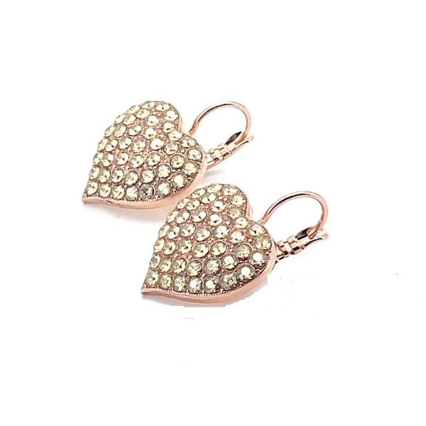 Earrings By Mariana My Treasures Coll. Heart Shaped Golden Shadow Swarovski Crystals