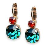 Mariana Earrings Tiger Lily Coll. Adorable Aqua Blue & Orange Austrian Crystals - Image 3