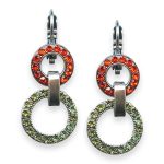 Earrings By Mariana Woman Halo Orange and Grass Green Swarovski Crystals - Image 2