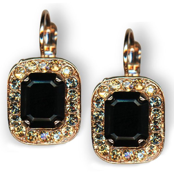 Mariana Earrings Charming Jet, Moonlight, & Silver Night Austrian Crystals Black Orchid Botanica Coll.