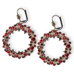 Mariana Earrings Lady In Red Coll. Wreath Vines Siam & Burgundy Austrian Crystals - Image 2