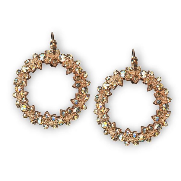 Earrings By Mariana Woman Wreath Vines Golden Shadow Swarovski Crystals
