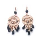 Earrings By Mariana Woman Boho Gypsy Jet and Black Diamond Swarovski Crystals