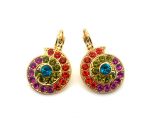 Earrings By Mariana Tiger Lily Coll. Shell Encrusted Orange, Plum Purple, Grass Green, & Aqua Blue Austrian Crystals
