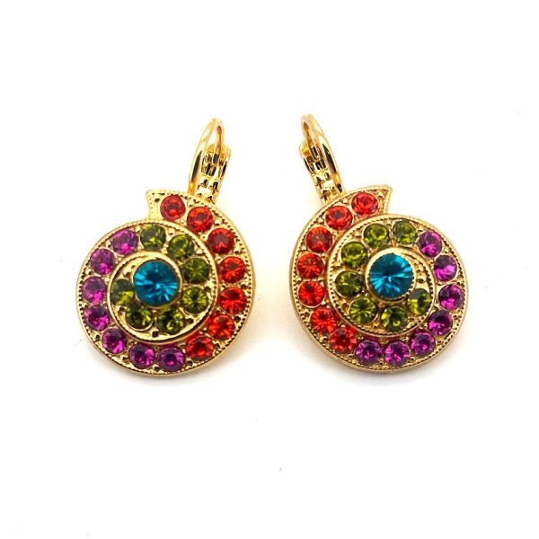 Earrings By Mariana Tiger Lily Coll. Shell Encrusted Orange, Plum Purple, Grass Green, & Aqua Blue Austrian Crystals