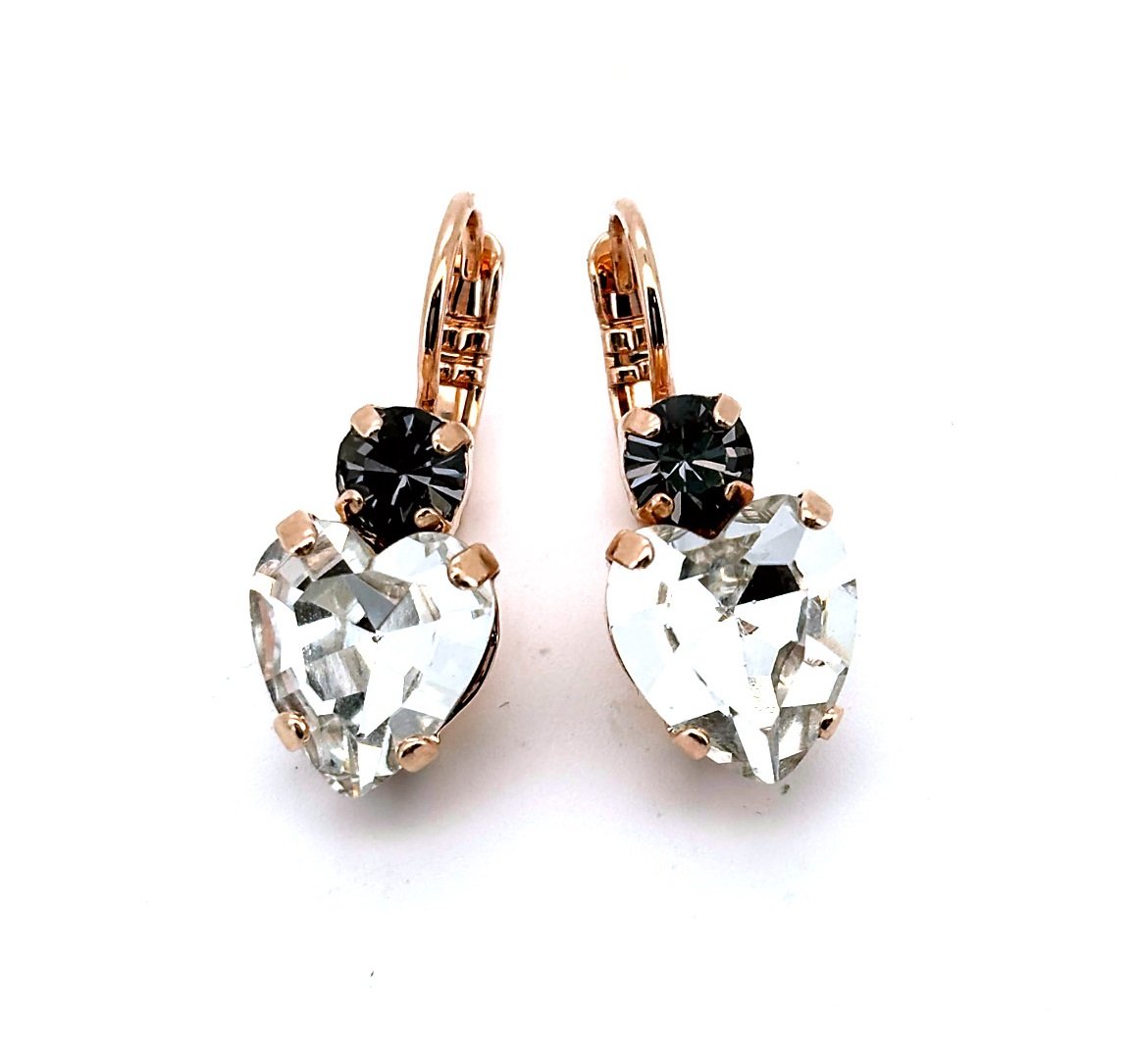 E-1100-3-1908-RG6 (3) Earrings By Mariana Woman Adorable Moonlight and Black Diamond Swarovski Crystals - Image 1