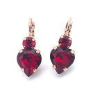 Earrings By Mariana Cocktail Hour Coll. Heart Shaped Siam Swarovski Crystals