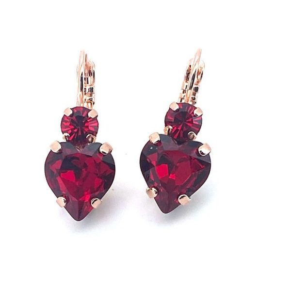 Earrings By Mariana Cocktail Hour Coll. Heart Shaped Siam Swarovski Crystals