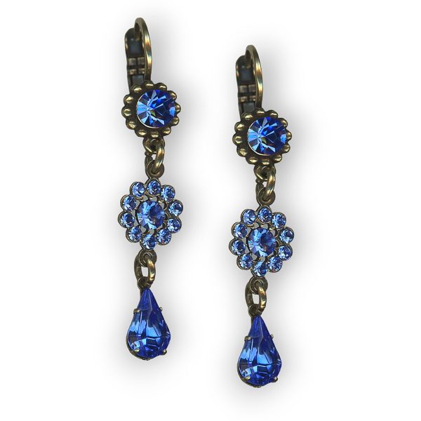 Mariana Earrings Dangling Floral Sapphire Austrian Crystals My Treasures Coll.