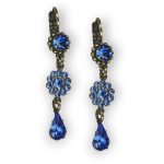 Mariana Earrings Dangling Floral Sapphire Austrian Crystals My Treasures Coll. - Image 3