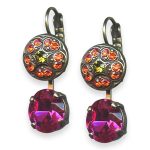 Mariana Earrings Tiger Lily Coll. Gorgeous Orange, Grass Green, & Plum Purple Austrian Crystals