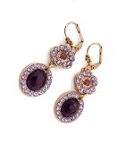 Mariana Earrings Wildberry/Misty Coll. Dangling Amethyst Mineral, Cyclamen Opal, & Lt Amethyst Austrian Crystals - Image 3