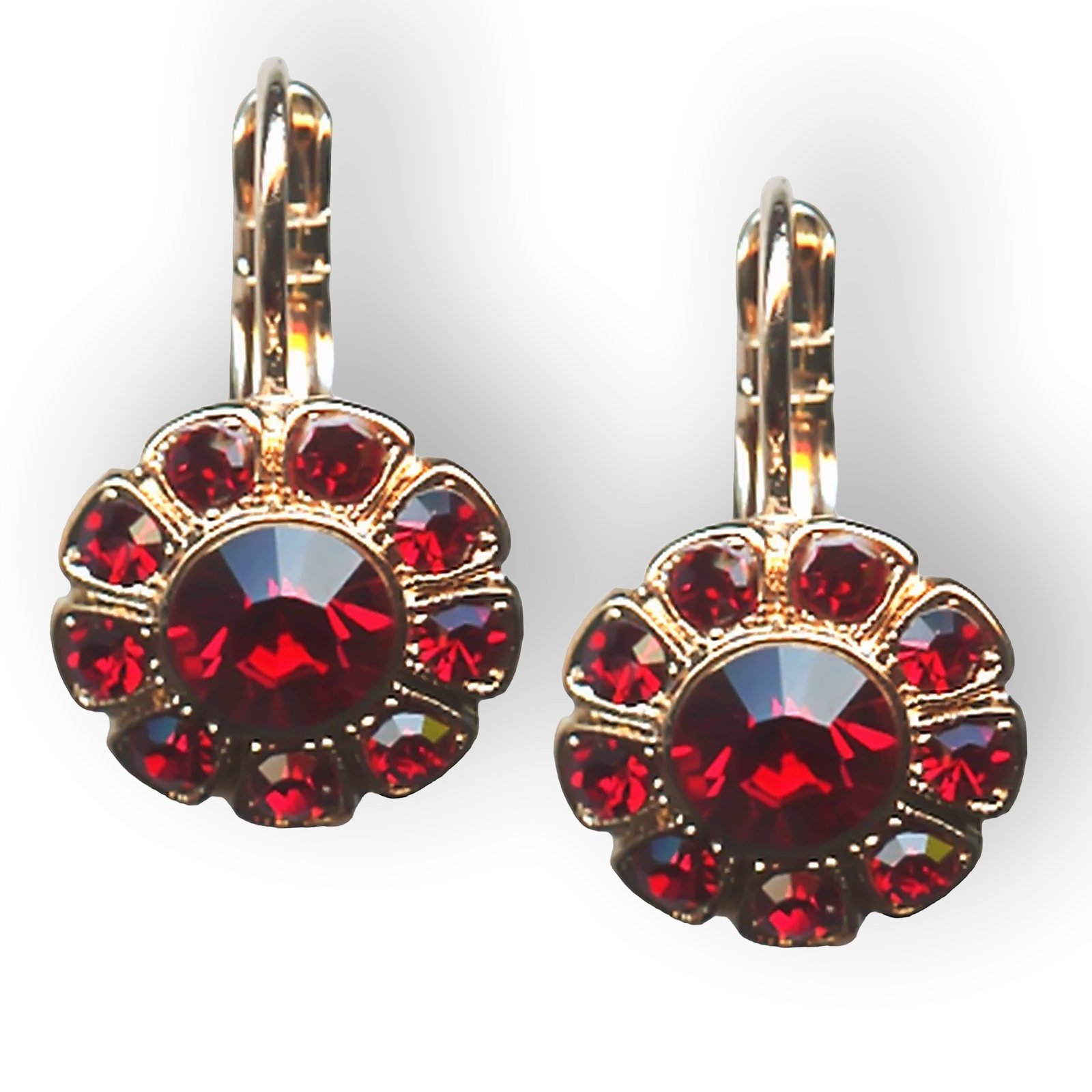 E-1131-208208-RG6 (1) Mariana Earrings Floral Siam Austrian Crystals Primrose Cocktail Hour Coll. - Image 1