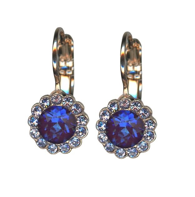E-1133-1134-RG6 Mariana Earrings Wildberry / Misty Coll. Floral Sapphire and Amethyst Austrian Crystals - Image 1