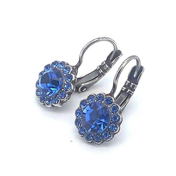 Earrings By Mariana Woman Beautiful Floral Sapphire Swarovski Crystals