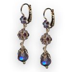Earrings By Mariana Woman Dangling Tanzanite and Lilac Swarovski Crystals - Image 2