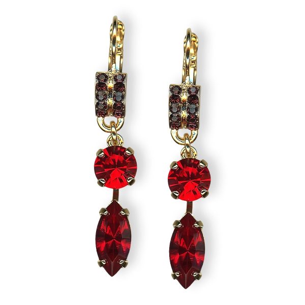 Earrings By Mariana Woman Stunning Siam, Ruby and Burgundy Swarovski Crystals