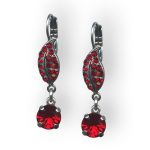 Mariana Earrings Leaf Dangling Siam Austrian Crystals Primrose Cocktail Hour Coll.