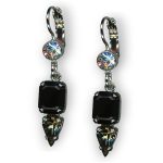 Mariana Earrings Dangling Moonlight, Jet, & Silver Night Austrian Crystals Black Orchid Botanica Coll. - Image 3
