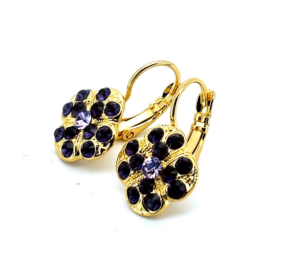E-1145-1134-YG6 (4) Earrings By Mariana Woman Gorgeous Purple Velvet and Amethyst Swarovski Crystals - Image 1