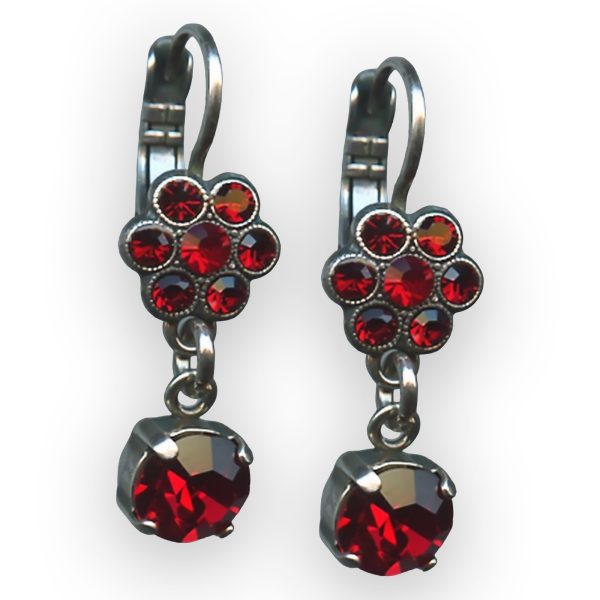 Mariana Earrings Dangling Floral Siam Austrian Crystals Primrose Cocktail Hour Coll.