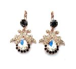Earrings By Mariana Botanica Coll. Drop Black Diamond and Golden Swarovski Crystals - Image 3