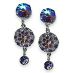 Mariana Earrings Wildberry/ Mistry Coll. Floral Dangling Tanzanite, Purple Velvet, Amethyst, & Violet Austrian Crystals