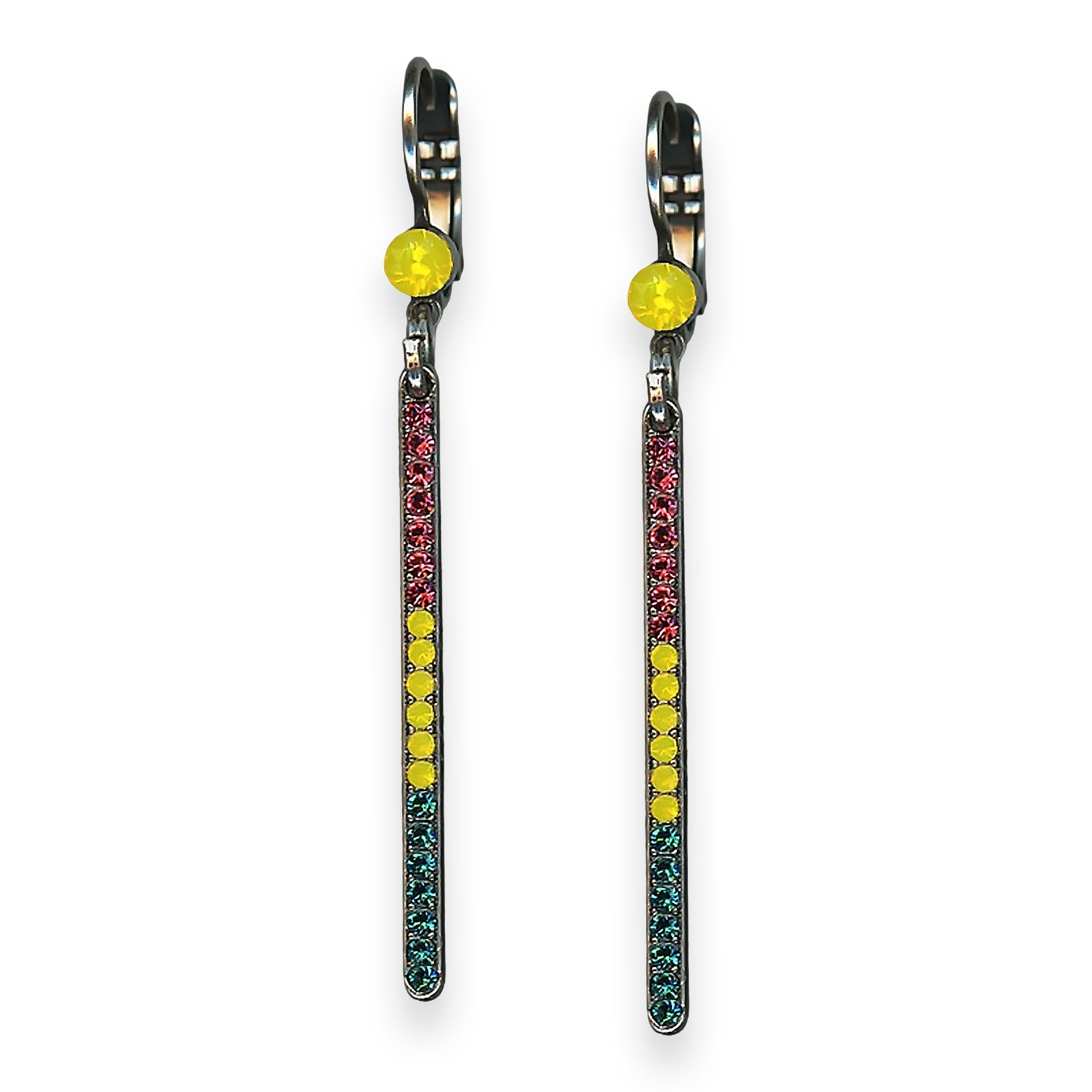 E-1302-1-1909-SP6 (1) Mariana Earrings Poppy Coll. Fashionable Yellow Opal, Rose, & Teal Austrian Crystals - Image 1