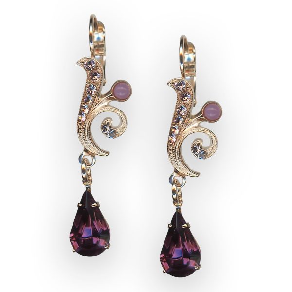 Earrings By Mariana Woman Beautiful Amethyst and Violet Swarovski Crystals