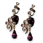 Mariana Earrings Wildberry/ Misty Coll. Elegant Amethyst, Pink Pearl, & Lt Rose Austrian Crystals - Image 3