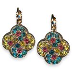 Mariana Earrings Poppy Coll. Charming Rose, Teal, & Yellow Austrian Crystals