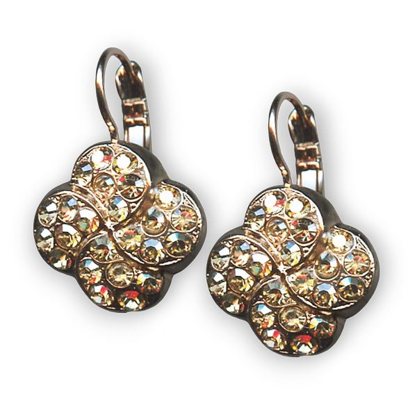 Mariana Earrings Clover Shaped Golden Shadow Austrian Crystals My Treasures Coll.